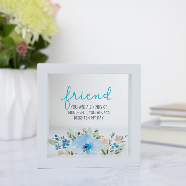 Pavilion Gift Company Friend 5" X 5" Framed Glass Plaque
