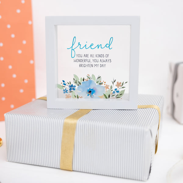 Pavilion Gift Company Friend 5" X 5" Framed Glass Plaque