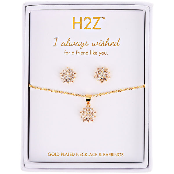 pavilion gift company Friend Floral Burst Topaz Zircon - 16.5"-18.5" Inspirational 18K Gold Plated Gift Set