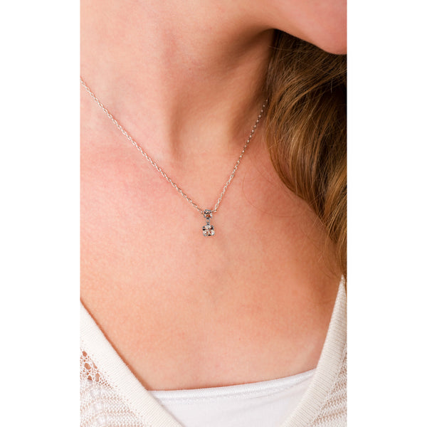 Pavilion Gift Company Friend Light Champagne 16.5"-18.5" White Gold Plated Necklace With Cubic Zirconia Stones