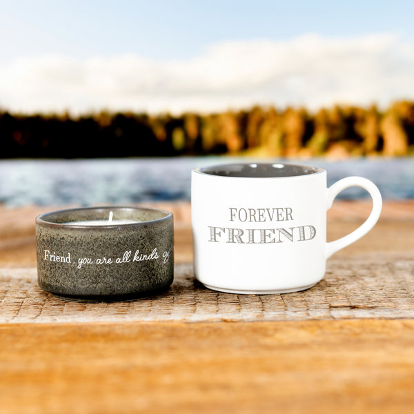 Pavilion Gift Company Friend Stacking Mug And Candle Set 100% Soy Wax Scent: Tranquility