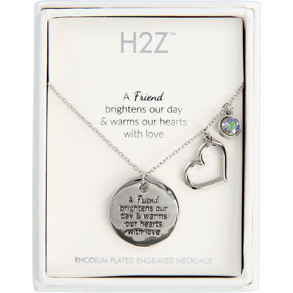 pavilion gift company Friend Vitrail Light Crystal 16.5"-20.5" Engraved Rhodium Plated Austrian Element Necklace