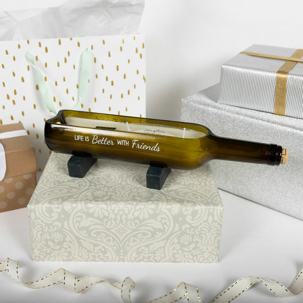 Pavilion Gift Company Friends 14 Oz 100% Soy Wax Wine Bottle Candle Scent: Tranquility