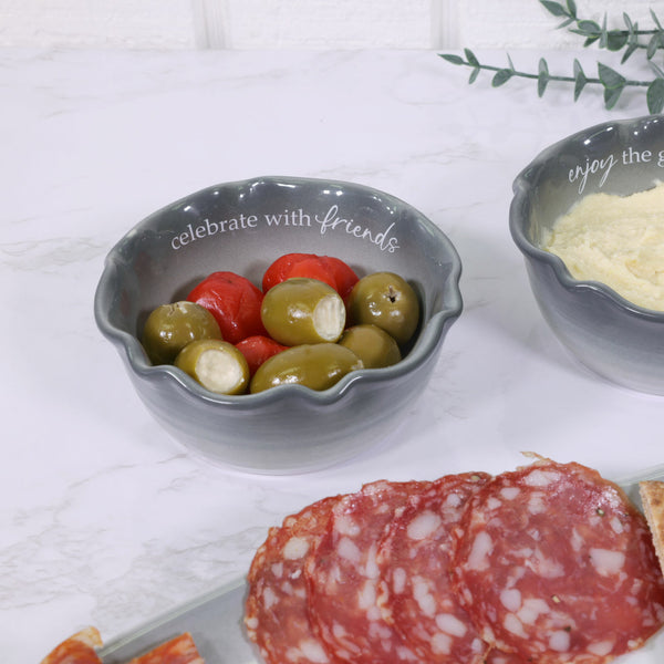 Pavilion Gift Company Friends 4.5" Ceramic Bowl With Bamboo Spoon