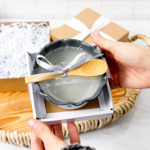 Pavilion Gift Company Friends 4.5" Ceramic Bowl With Bamboo Spoon