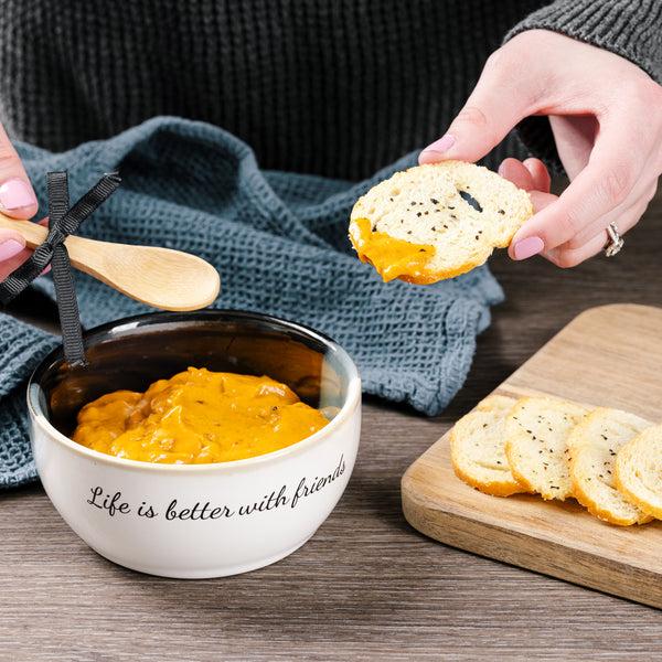 Pavilion Gift Company Friends 4.5" Ceramic Bowl With Bamboo Spoon