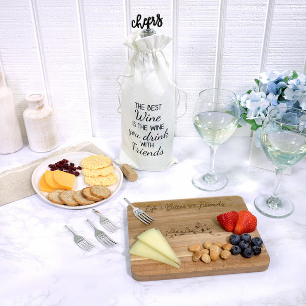 Pavilion Gift Company Friends 9" Acacia Cheese/Bread Board Set