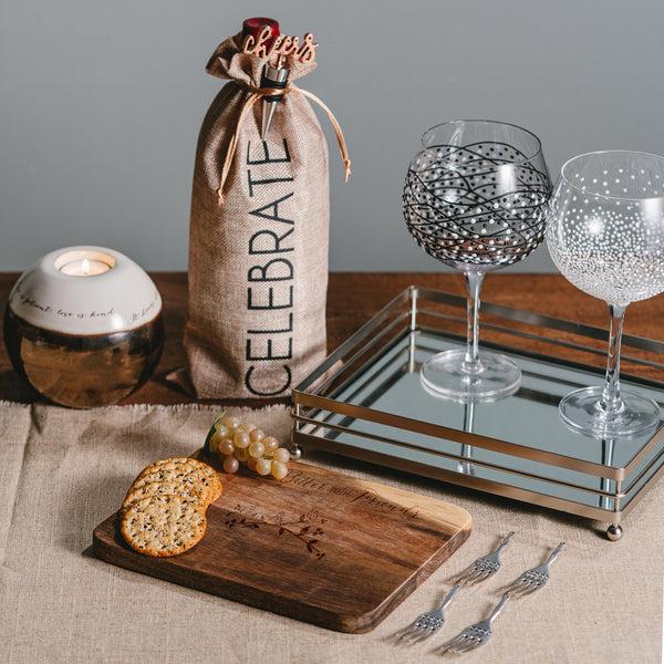 Pavilion Gift Company Friends 9" Acacia Cheese/Bread Board Set