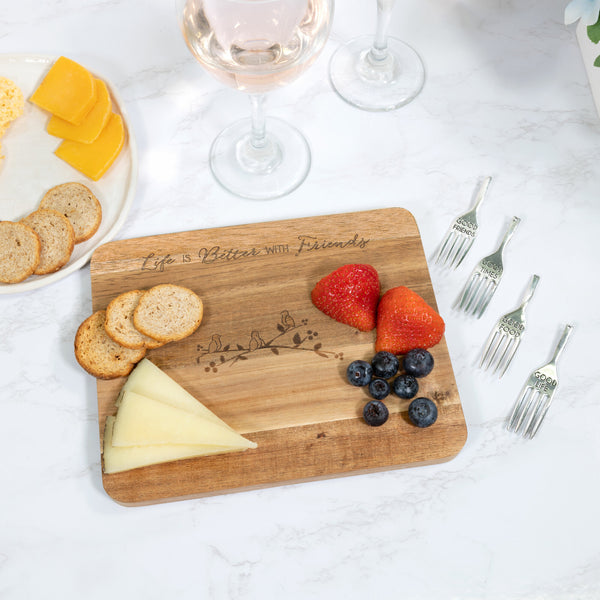 Pavilion Gift Company Friends 9" Acacia Cheese/Bread Board Set