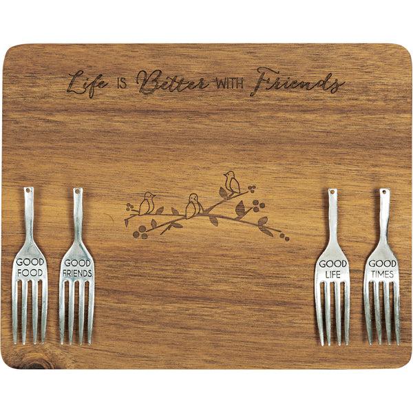 pavilion gift company Friends 9" Acacia Cheese/Bread Board Set