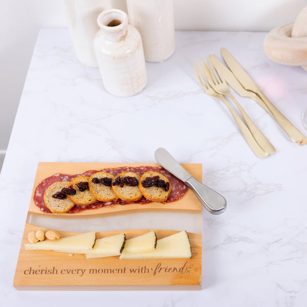 Pavilion Gift Company Friends 9" Wood & Resin Cheese/Bread Board Set