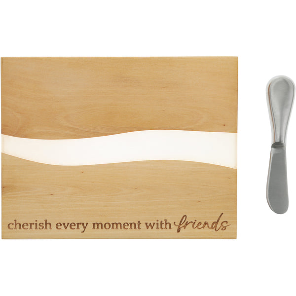 pavilion gift company Friends 9" Wood & Resin Cheese/Bread Board Set
