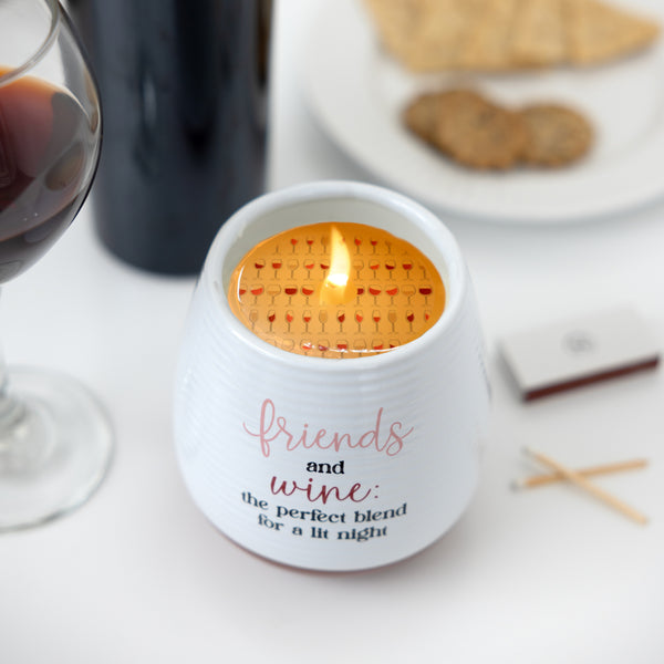 Pavilion Gift Company Friends And Wine 14 Oz - 100% Soy Wax Reveal Candle Scent: Tranquility