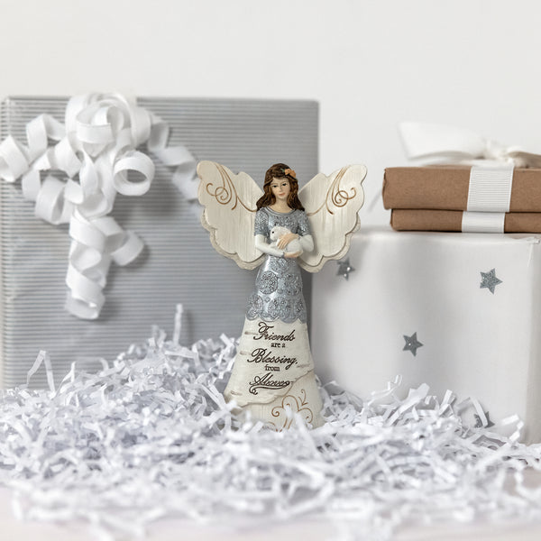 Pavilion Gift Company Friends Are A Blessing 6" Angel Holding Bunny