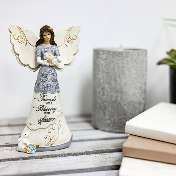 Pavilion Gift Company Friends Are A Blessing 6" Angel Holding Bunny