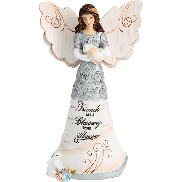 pavilion gift company Friends are a Blessing 6" Angel Holding Bunny