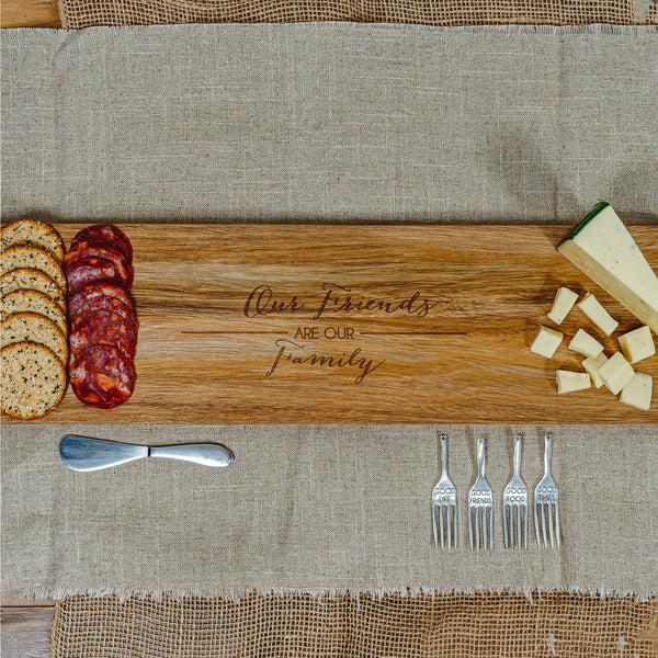 Pavilion Gift Company Friends Are Family 21" Acacia Cheese/Bread Board Set