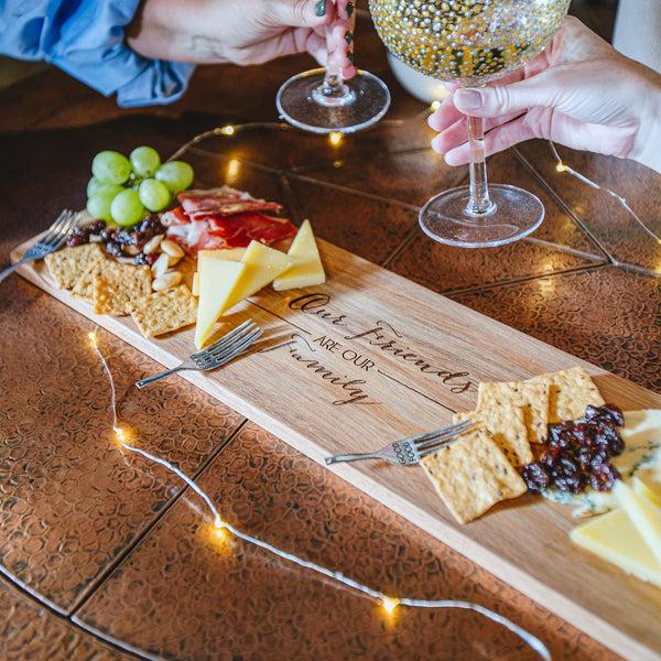Pavilion Gift Company Friends Are Family 21" Acacia Cheese/Bread Board Set