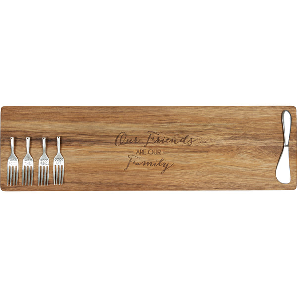 pavilion gift company Friends are Family 21" Acacia Cheese/Bread Board Set