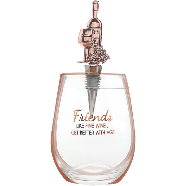 pavilion gift company Friends Bottle Stopper and 20 oz Stemless Gift Set