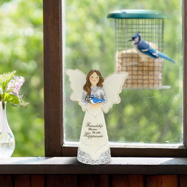 Pavilion Gift Company Friendship 5.5" Angel Figurine With Blue Jay