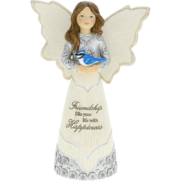pavilion gift company Friendship 5.5" Angel Figurine with Blue Jay