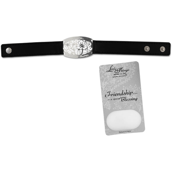 pavilion gift company Friendship Bracelet 8.5" x 0.75" Black Leather
