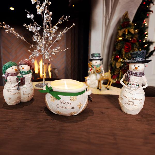 Pavilion Gift Company Friendship Gift 4.5" Snowcouple Holding A Gift