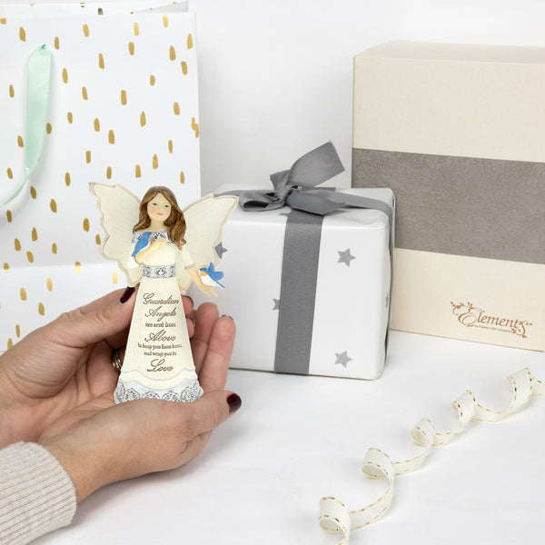 Pavilion Gift Company From Above 5.5" Angel Figurine With Bluebirds