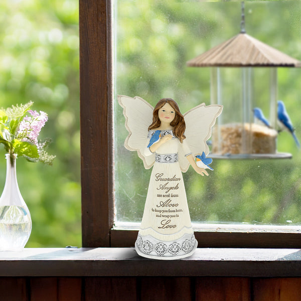 Pavilion Gift Company From Above 5.5" Angel Figurine With Bluebirds