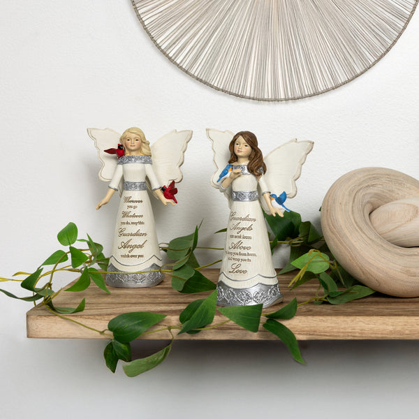 Pavilion Gift Company From Above 5.5" Angel Figurine With Bluebirds