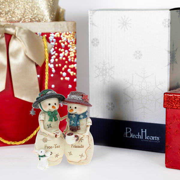 Pavilion Gift Company Fros-Tea Friends 4.5" Snowcouple Holding Teapot With Bunny