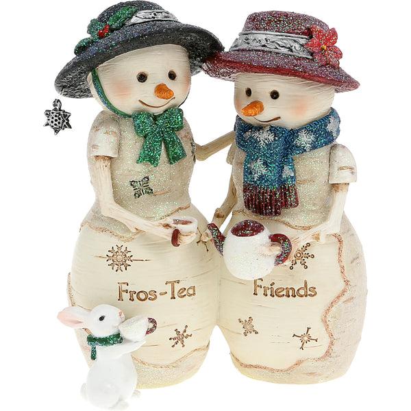 pavilion gift company Fros-Tea Friends 4.5" Snowcouple Holding Teapot with Bunny