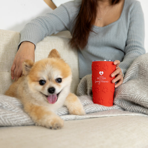Pavilion Gift Company Furry Friend 20 Oz Travel Tumbler With 3D Silicone Wrap