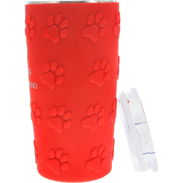 Pavilion Gift Company Furry Friend 20 Oz Travel Tumbler With 3D Silicone Wrap