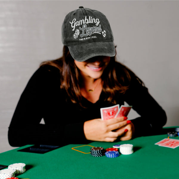 Pavilion Gift Company Gambling Black Washed Cotton Twill Hat