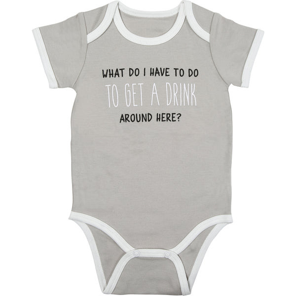 pavilion gift company Get A Drink 12-24 Months Gray Bodysuit