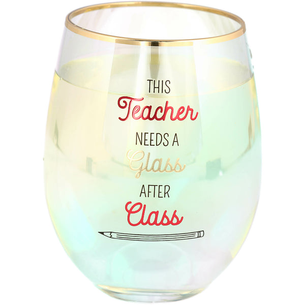 pavilion gift company Glass After Class 18 oz Stemless Wine Glass