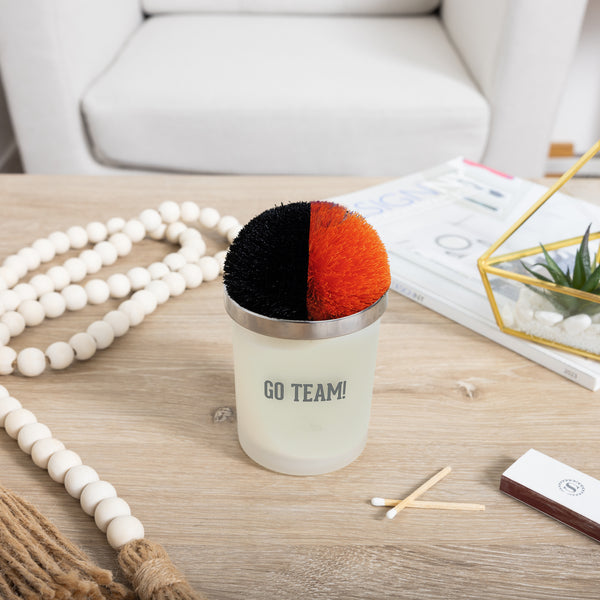 Pavilion Gift Company Go Team Black & Orange - 5.5 Oz - 100% Soy Wax Candle With Pom Pom Lid Scent: Tranquility