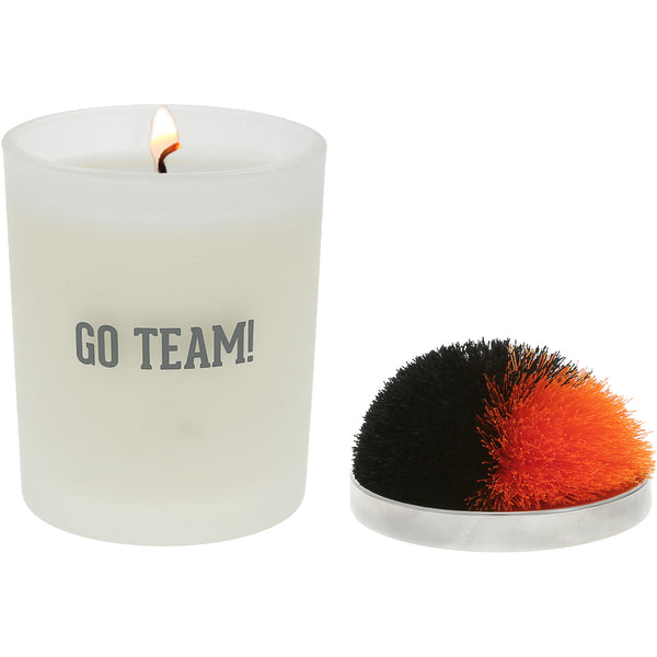 pavilion gift company Go Team Black & Orange - 5.5 oz - 100% Soy Wax Candle with Pom Pom Lid Scent: Tranquility