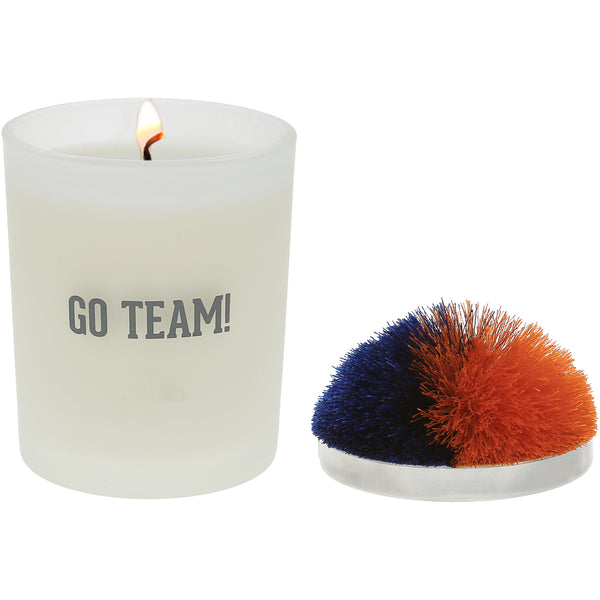 pavilion gift company Go Team Blue & Orange - 5.5 oz - 100% Soy Wax Candle with Pom Pom Lid Scent: Tranquility