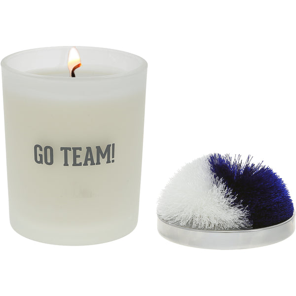 pavilion gift company Go Team Blue & White - 5.5 oz - 100% Soy Wax Candle with Pom Pom Lid Scent: Tranquility