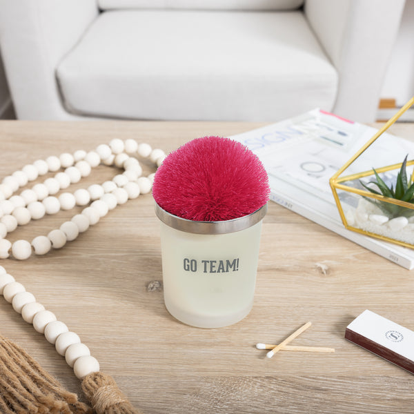 Pavilion Gift Company Go Team Hot Pink - 5.5 Oz - 100% Soy Wax Candle With Pom Pom Lid Scent: Tranquility