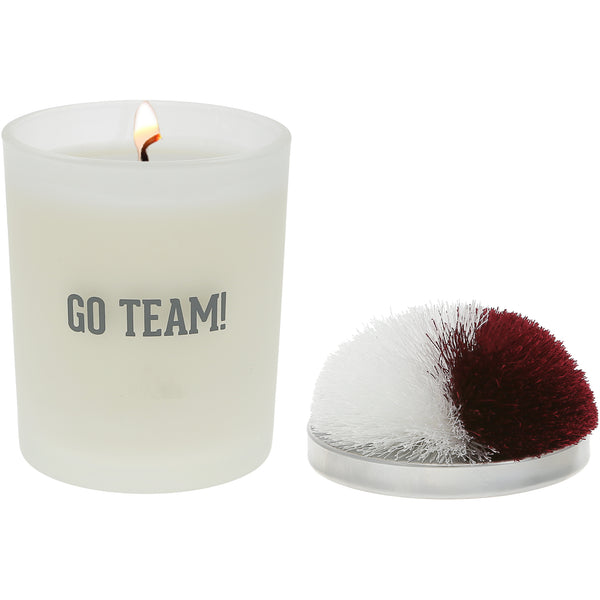 pavilion gift company Go Team Maroon & White - 5.5 oz - 100% Soy Wax Candle with Pom Pom Lid Scent: Tranquility