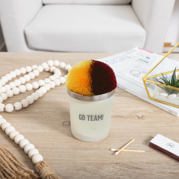 Pavilion Gift Company Go Team Maroon & Yellow - 5.5 Oz - 100% Soy Wax Candle With Pom Pom Lid Scent: Tranquility