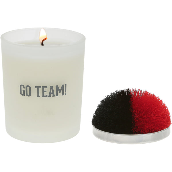 pavilion gift company Go Team Red & Black - 5.5 oz - 100% Soy Wax Candle with Pom Pom Lid Scent: Tranquility