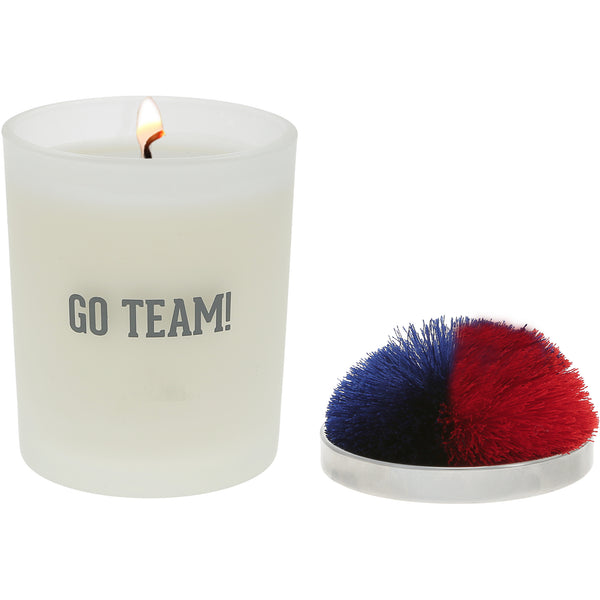 pavilion gift company Go Team Red & Blue - 5.5 oz - 100% Soy Wax Candle with Pom Pom Lid Scent: Tranquility