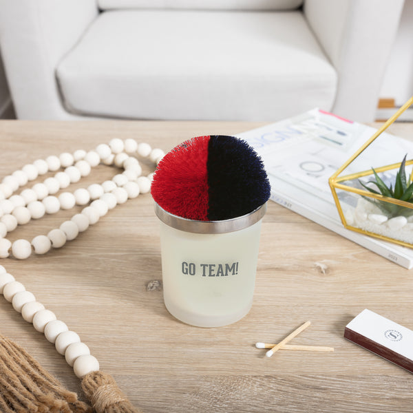 Pavilion Gift Company Go Team Red & Navy - 5.5 Oz - 100% Soy Wax Candle With Pom Pom Lid Scent: Tranquility