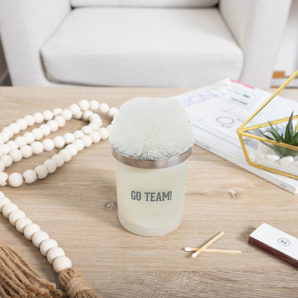 Pavilion Gift Company Go Team White - 5.5 Oz - 100% Soy Wax Candle With Pom Pom Lid Scent: Tranquility