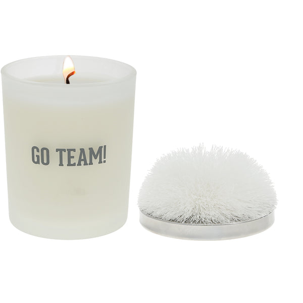 pavilion gift company Go Team White - 5.5 oz - 100% Soy Wax Candle with Pom Pom Lid Scent: Tranquility